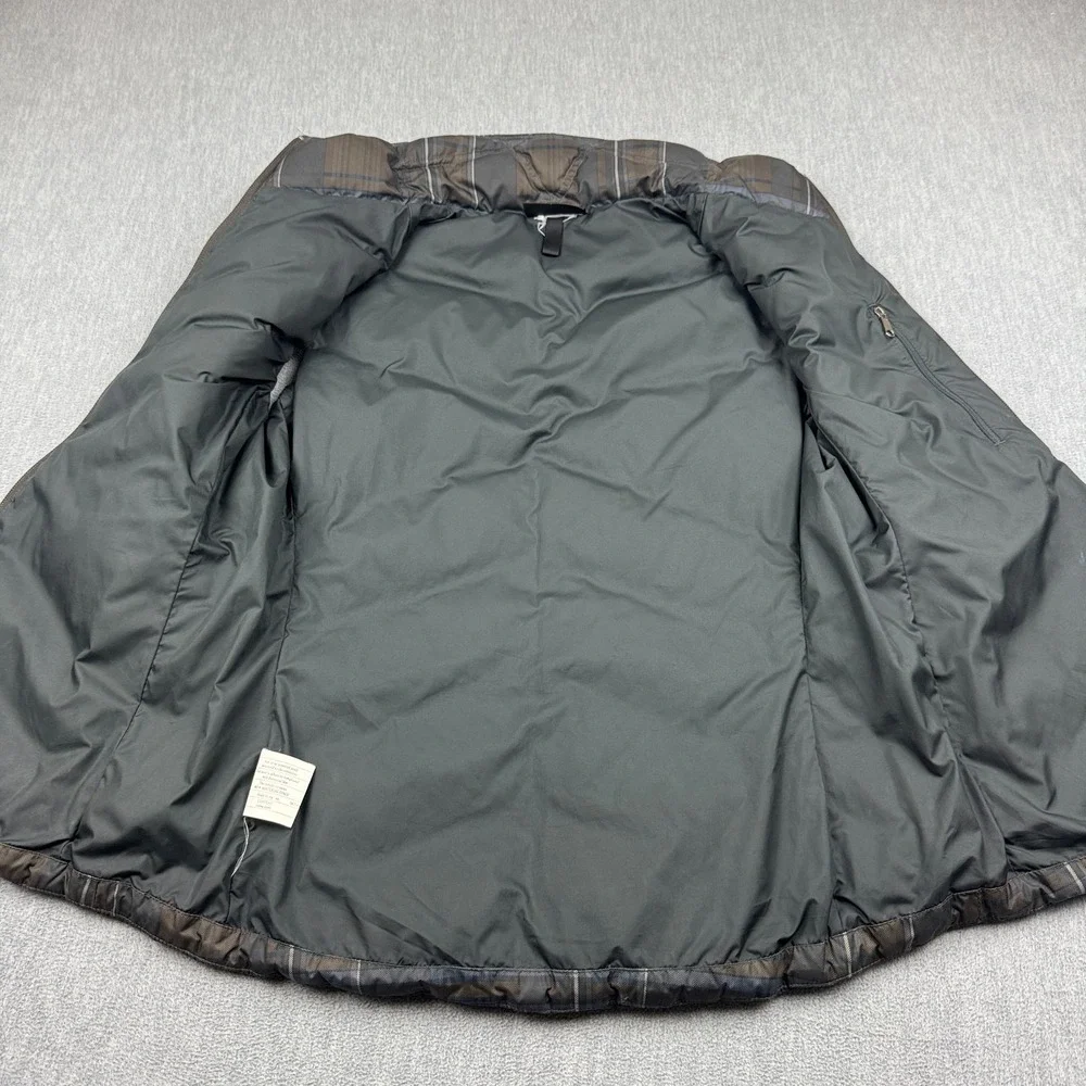 Patagonia Vest Womens Small Gray Brown Plaid Puffer Full Zip Goose Down Gorpcore